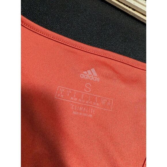 Adidas Tank Top Girls Striped Racerback Climate Orange Navy White Athleisure - Picture 4 of 4